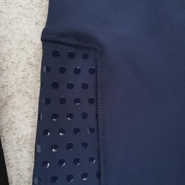 Бриджи сжатия силикона места переднего кармана военно-морского флота брюк верховой езды женщин голубые полные