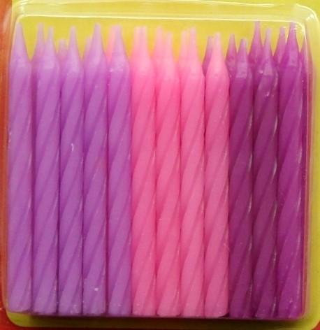 Pure Color Spiral Birthday Candles , Odorless Screw Decorative Birthday Cake Candles