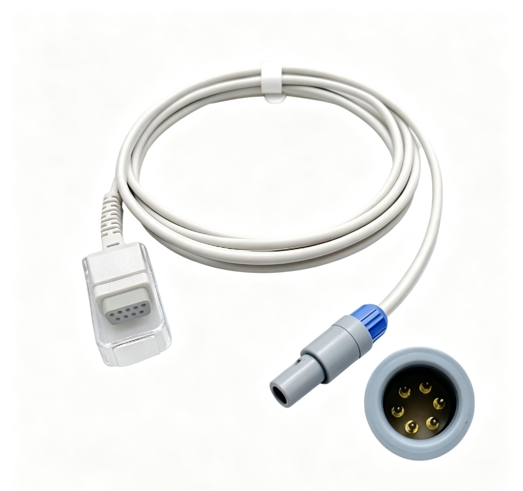 White Mindray SpO2 Extension Cable TPU SpO2 Adapter Cable 6 Pin