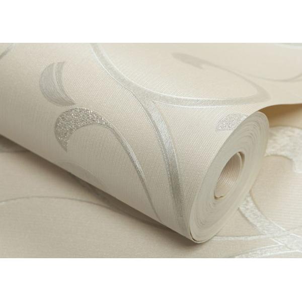 Washable Embossed Vinyl Wallpaper Vinyl Material With Silver Leaf Pattern