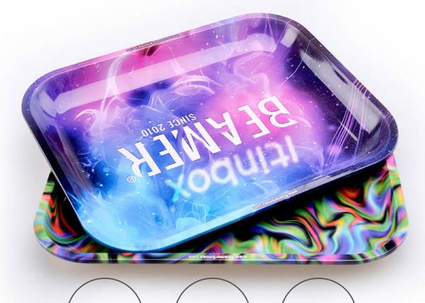 Personalized Cigarette Tray , Color Painting Tinplate Weed Grass Fruit Tray