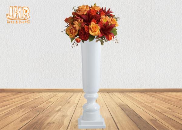 Classic Trumpet Glossy White Fiberglass Planters Floor Vases For Home Hotel Wedding