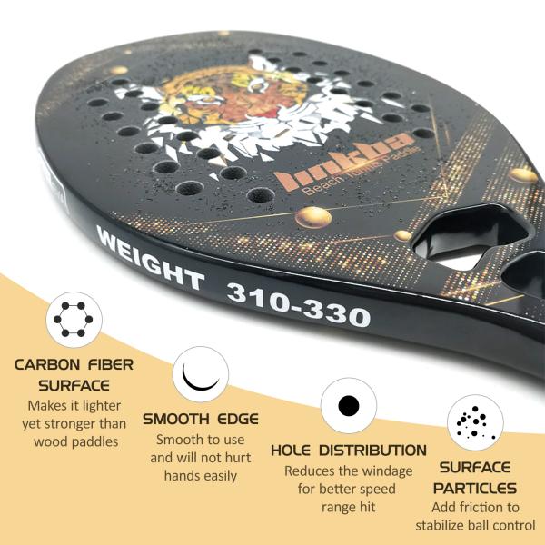 Beach Tennis Racket Carbon Fiber and Firberglass Soft Face Padel Tennis Racquet