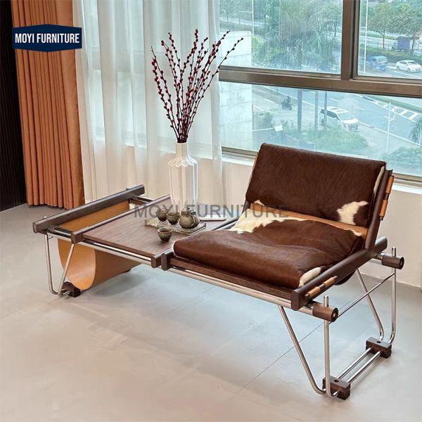 Home Furniture Mid Century Casual Chair and Cowhide Bench Vintage Bauhaus Designer Model Suitable for Office Living Room