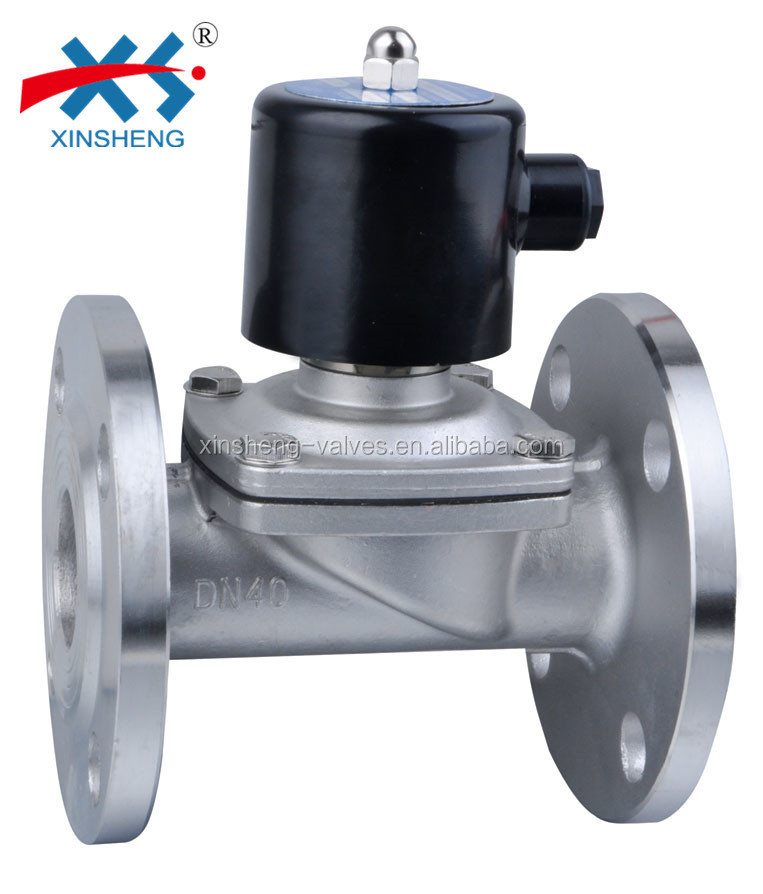 NC 2W400-40SF Direct Acting SS304 Flanged DN40 Water Solenoid Valve Round Iron Coil IP54