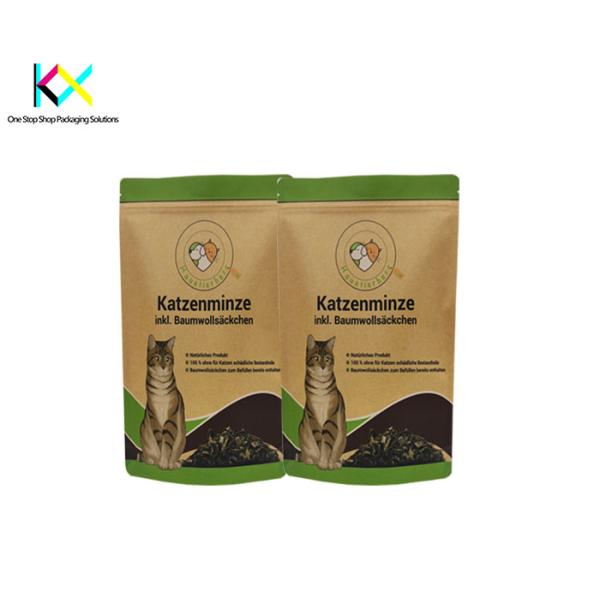 130-140um Pet Food Packaging Pouch Kraft Paper Dog Food Packaging Bag OEM