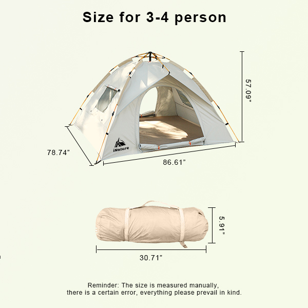Square Waterproof Camping Outdoor Tents Large Instant Oxford Auto Inflate Tent 4 Person