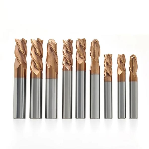 HRC55 Golden Color 4 Flute Long Shank Square End Mill Cutter 1/4 Inch Coating