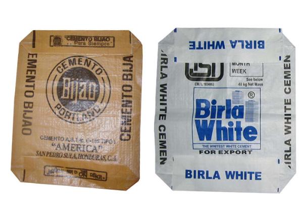 Square Bottom Laminated Polypropylene Cement Bags , PP Valve Bag