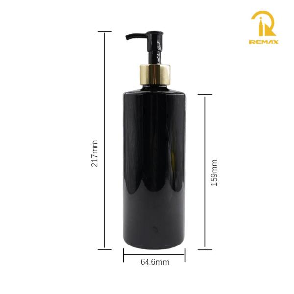 450ml Black PET Pump Bottle – For Shampoo & Body Wash, Elegant Flat Shoulder Design