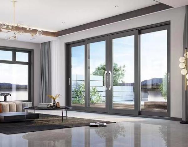 Elegant Grey Aluminum Sliding Door Easy Installation For Kitchen