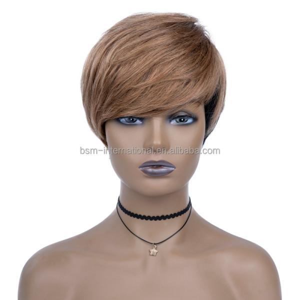 T1B/27 Color Pre Plucked Short Human Hair Wigs for Black Women Brazilian Pixie Cut