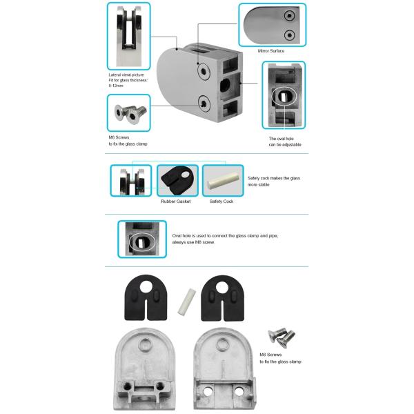 Оборудования перил нержавеющей стали д струбцины форменного стеклянные для сатинировки зеркала лестницы