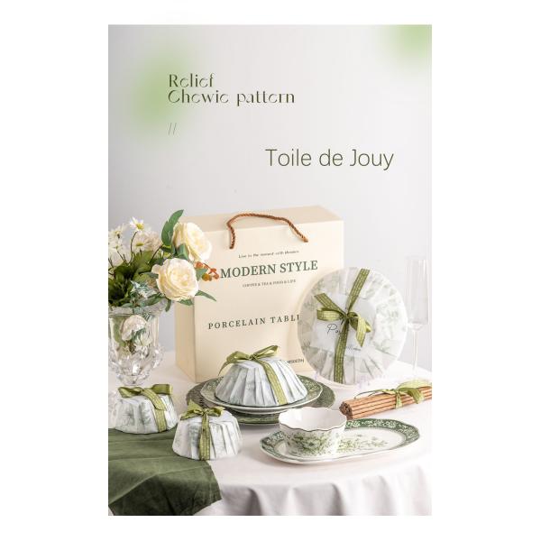 Европейское и британское влияние Зеленые фарфоровые посуды для устойчивого питания