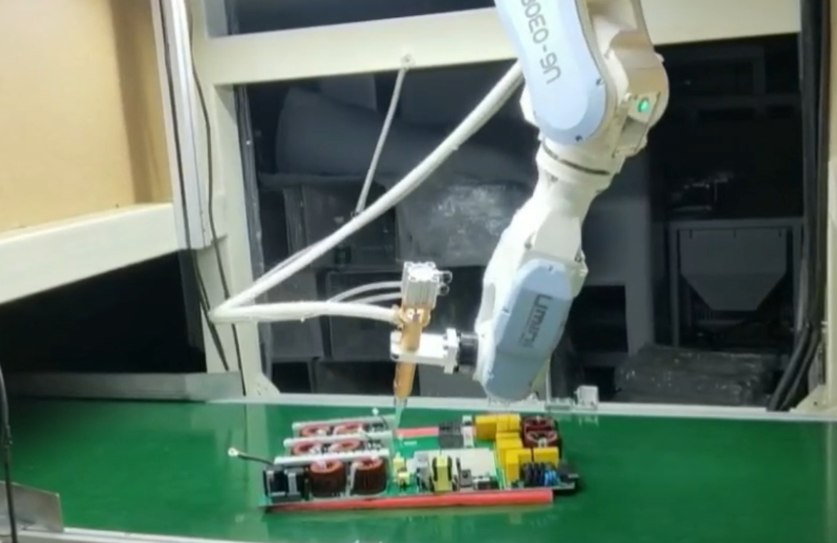 Four-axis Visual High Speed Inline Dispensing Machine Working with Conveyor