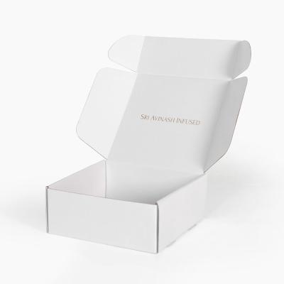 Logotipo por atacado Embalagem de correio personalizada Caixa de cartão dobrável pequena Caixa de embalagem branca Caixa de papel de cartão ondulado