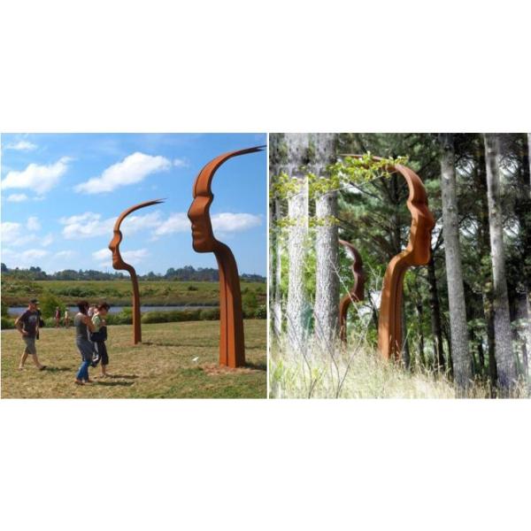 Heek Line Corten Steel Sculpture Two Faces Ribbon Imaginary