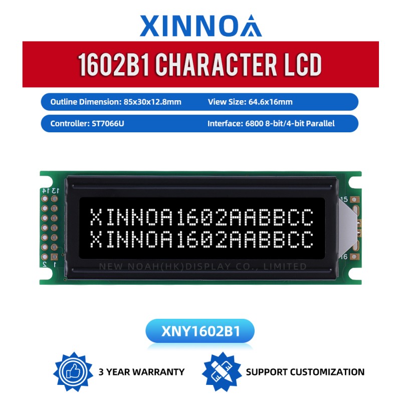 BTN Black Film 1602B1 Multiple Font Character Screen 2*16 LCD LCM Module ST7066U Multi Language LCD Module