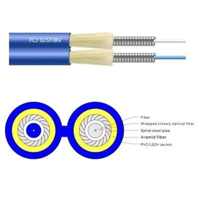 1 Core / 2 Core Armoured Fiber Optic Patch Cord , Indoor Single Mode Armored Fiber Cable