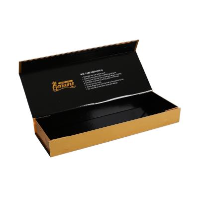 Caixa de presente dobrável da peruca da aleta da caixa de presente magnética preta com tampas