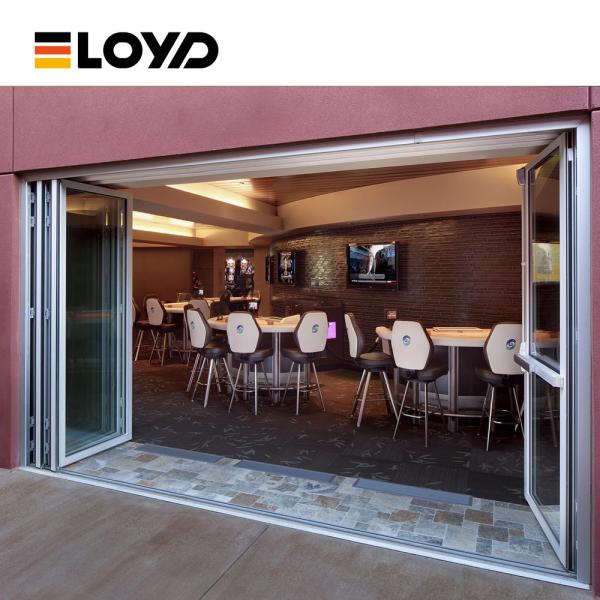 Impacto Alumínio Patio Portas de vidro Exterior Bifold Dobragem totalmente vidrado