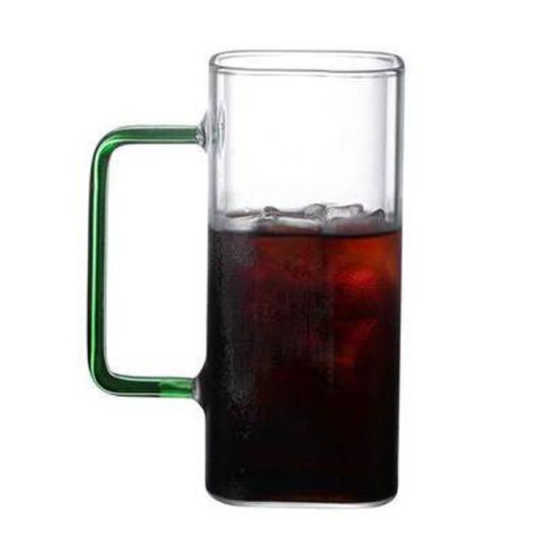 Customized Heated Resistant Borosilicate Glass Cup Mug With Colored Handle