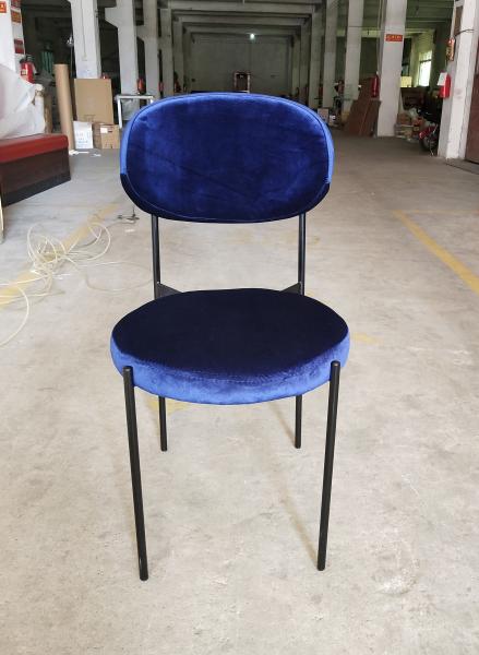 Elegant Iron Metal Base Baby Pink Fabric Dining Chair for Home Restaurant Hotel