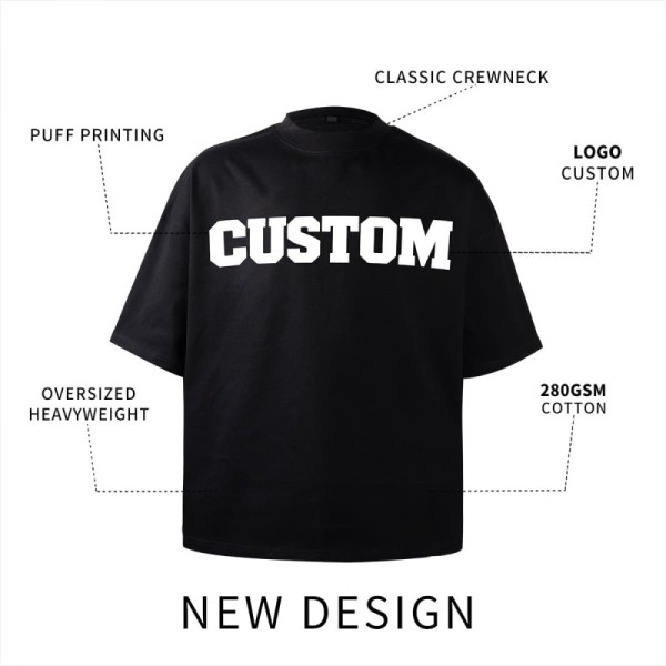 Custom Oversized T Shirt High Crewneck Graphic Streetwear for Men