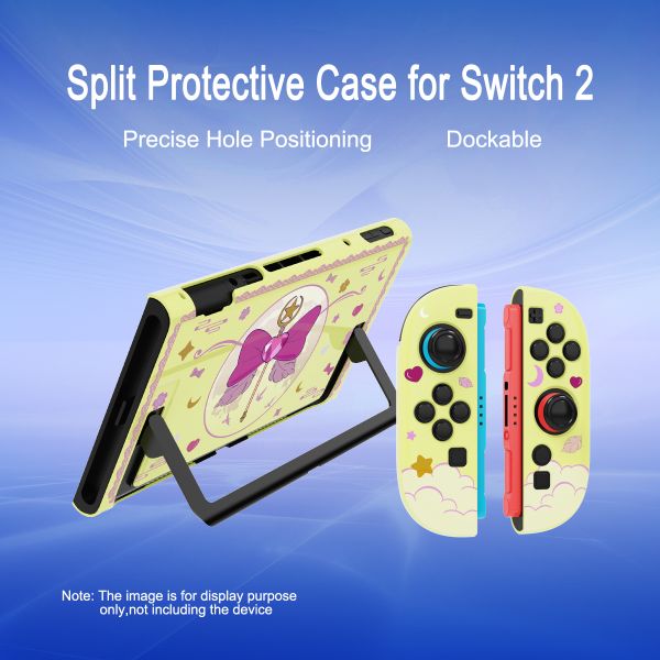 Pastel Yellow Macaron Split Case for Switch 2 & PC - Cute Cartoon Girl Detachable Protective Shell