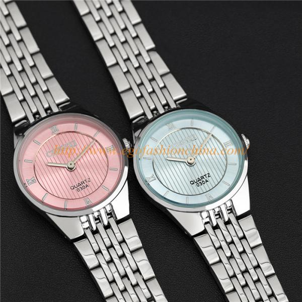 030A Pink Solid Color Watch Stainless Steel Watch Fashion Casual Watch Couple Watch Gift