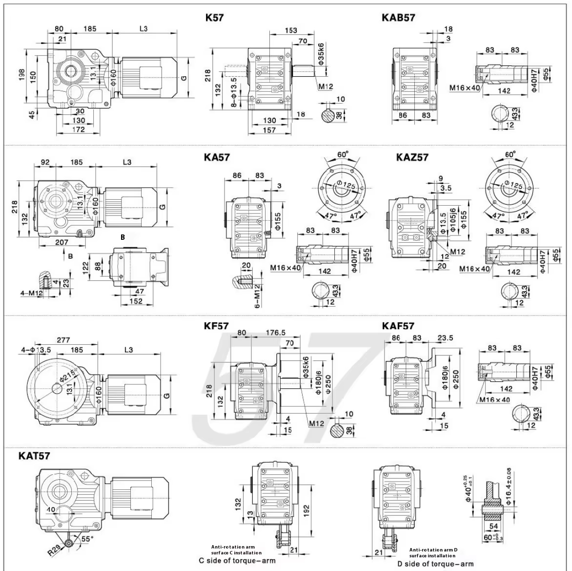 KA37-49.79 0.37kW 90 Degree Helical Bevel Gearbox Reducer Gear Motor with High Efficiency