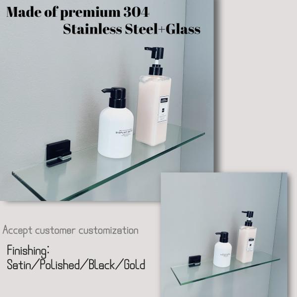 Single Glass Bathroom Accessories Shelves OEM Wall Mounted Stainless Steel Toilet Shelf