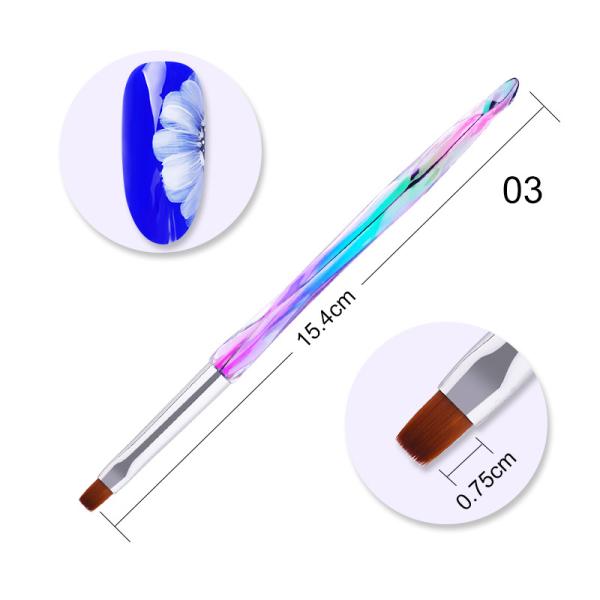 Nylon Acrylic Handle Nail Gel Brush French Glitter Flower Magnet Nail Gel Pen