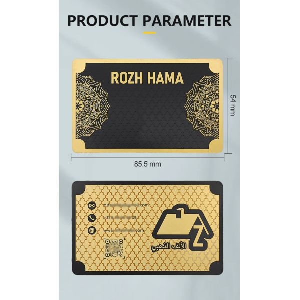 Personalized Premium Luxury Black Visiting Gold Metallic Credit Card Business Card Metal Printing Custom With Logo and Qr Code