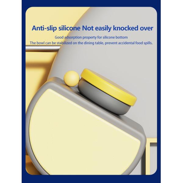 Yellow Training Infant Feeding Bowl 450ML Infant Suction Bowls For Baby