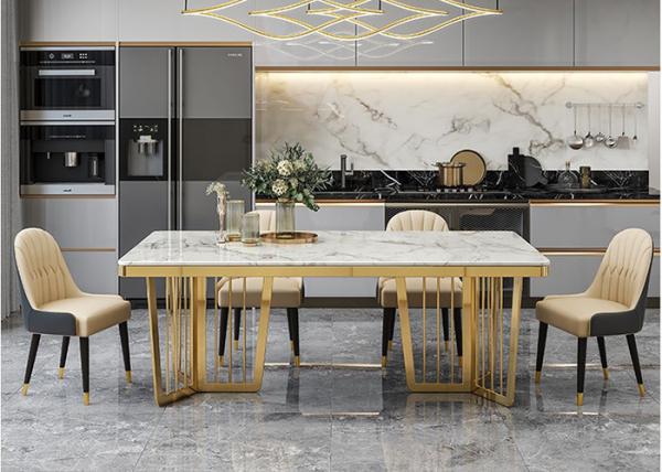 Stylish Luxury Marble Dining Table , Marble Top Table With Metal Legs