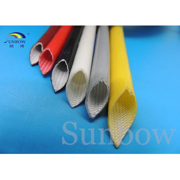 Fray resistant Saturated Silicone Fiberglass Sleeving , heat proof cable sleeve