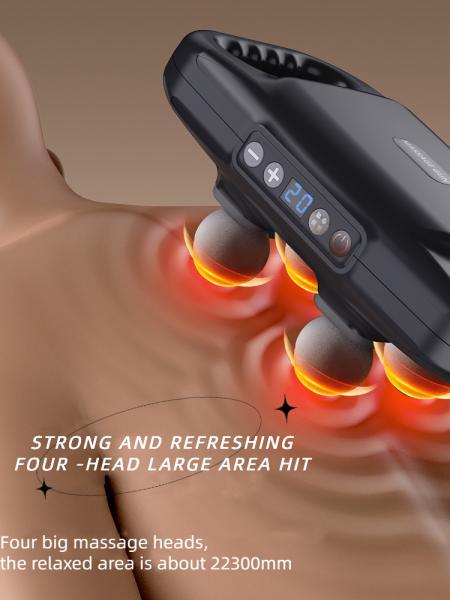 High Frequency Cordless Handheld Electric Massage Gun Deep Tissue 4 Head Massage Gun