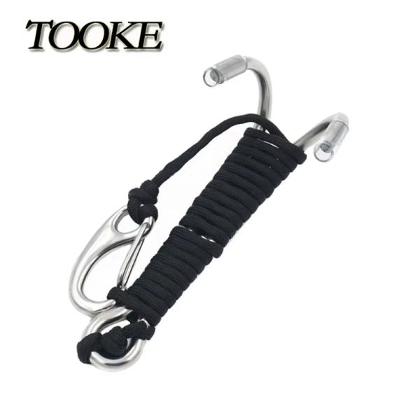 High Load Diving Accessories 316 Stainless Steel Double Reef Hook With Luminous Rope