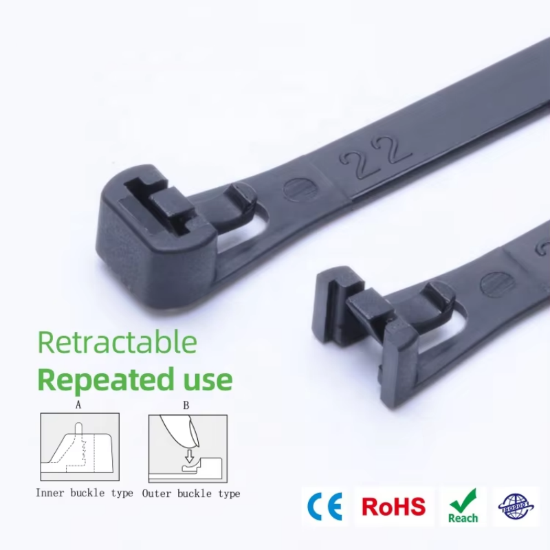 Releasable 200mm-400mm Length Nylon 66 Cable Ties Black Nylon Cable Ties