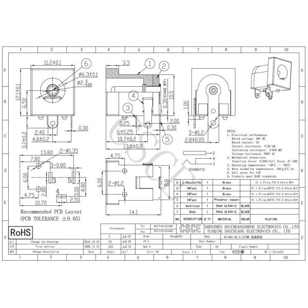 Right Angle Low Voltage DC Power Connectors Rated Current 3A Black Color