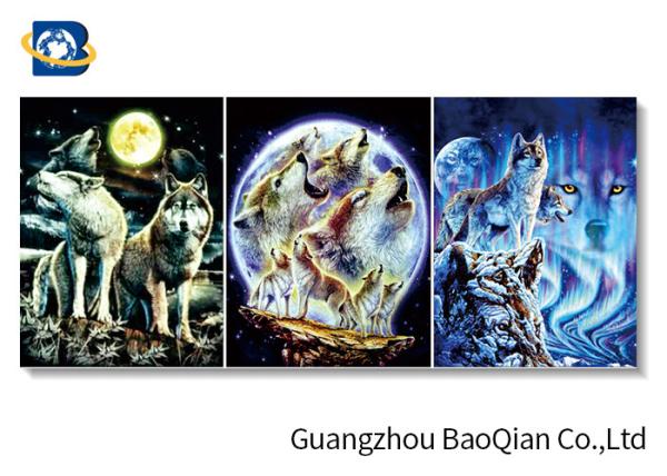 Wolf 3D Animals Images , 3D Animated Pictures Stereograph Printing PVC/MDP Frame