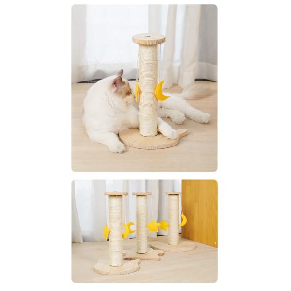 Stylish Wooden Cat Scratch Tree for Kitten Sisal Style and Multi-level Design