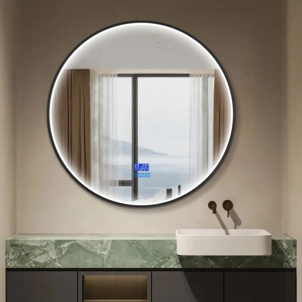 Copper Free Silver LED Framed Mirror Shatter Proof LED Makeup Mirror For Wall Decoration
