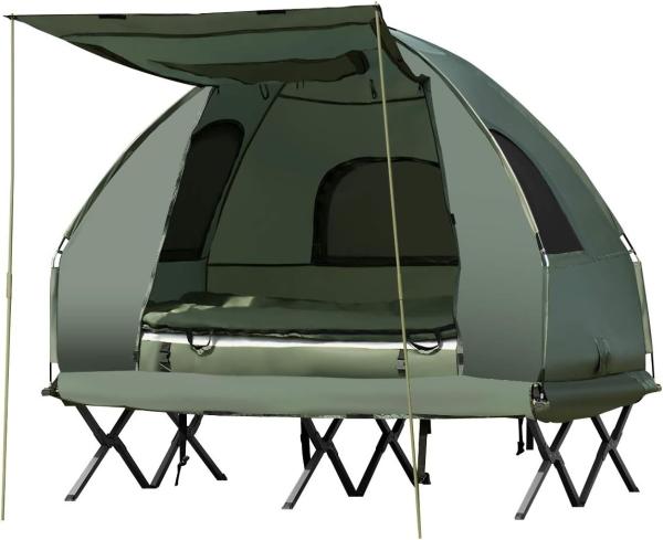 Camping Tent Cot, Folding Tent Combo Air Mattress & Sleeping Bag, Off-Ground Tent Shelter with Carry Bag for Hiking