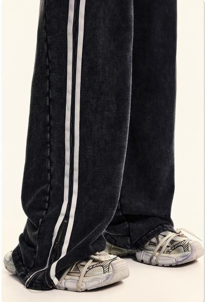 Roupas de rua personalizadas de algodão Francês Terry empilhados Flare Sweatpants Corredores com lavagem de ácido