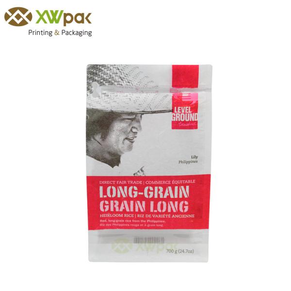 Custom Resealable Rice Paper Bags Stand Up Food Packaging With Zipper