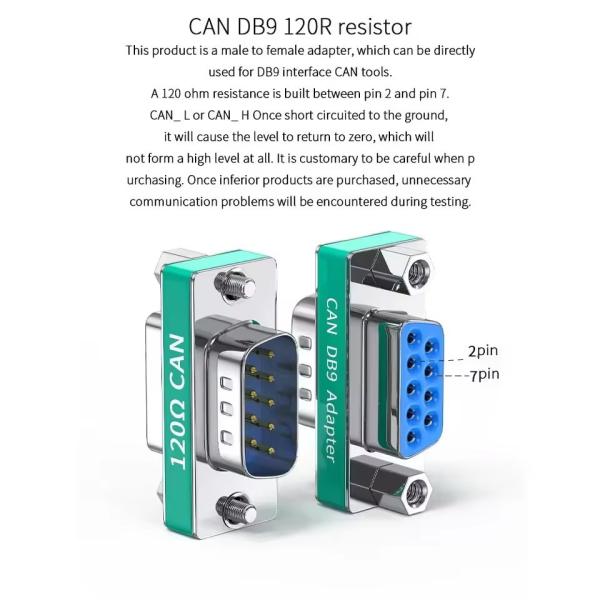 DB9 Male to Female Plug CAN Bus Conversion Serial Port Built-in 120 ohm Terminal Resistance 1