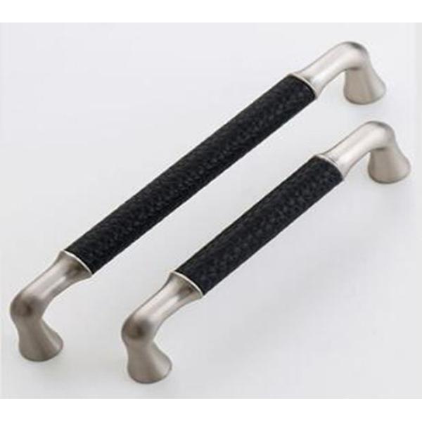 Gold Plated black Leather Drawer Pull Kitchen Cabinet Handles Office Desk/ Dresser Handles
