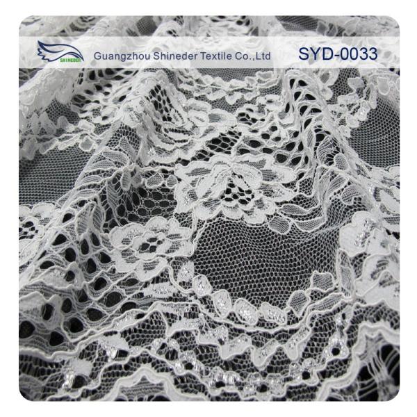 Black Dress Corded Chantilly Flower Lace Fabric / Embroidered Lace Fabric